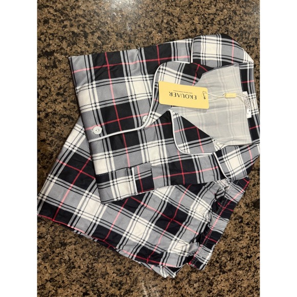 Ekouaer Pajama Set Plaid Print Button Down Soft Sleepwear Loungewear Medium - Picture 2 of 3